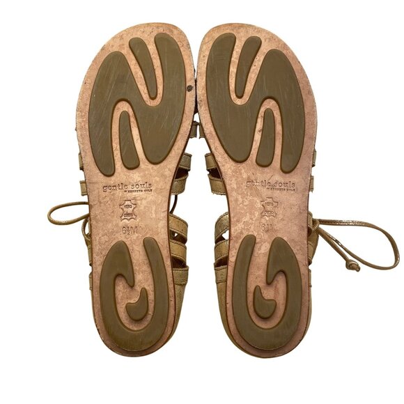 Gentle Souls Women’s Gold Leather Open Toe Lace Up Gladiator Sandals Size 6.5M - Picture 8 of 8